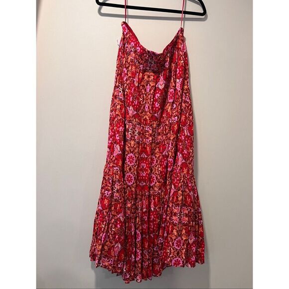 AMUR Women's Red Woven Rosewood Kaleidoscope Murphy Tiered Skirt Size 12 NWOT - Picture 6 of 6